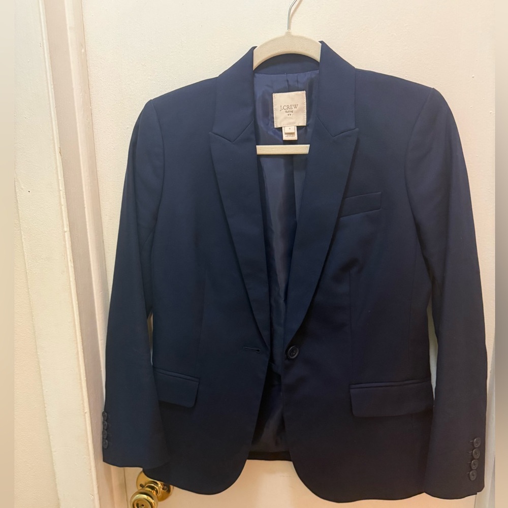 JCrew Women Blue Suit (Blazer and Pants) Size 0